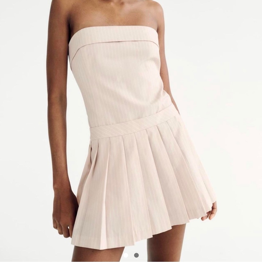 Zara cream pleated dress